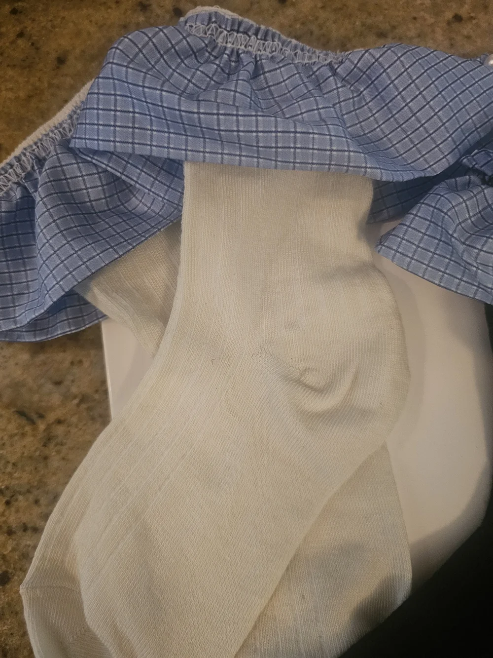 Ruffled Ankle Socks - Black, Blue & White With Pearls New